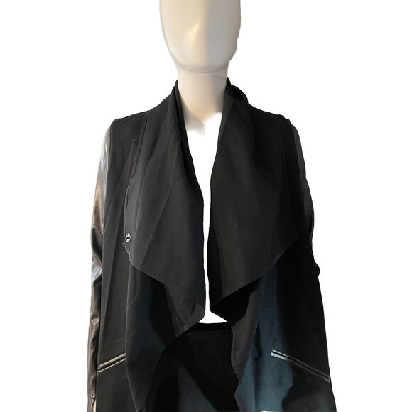 NEW Spanx Drape Front Jacket Faux Leather Shapewear Goth Black 50176R SZ XS - Picture 6 of 12